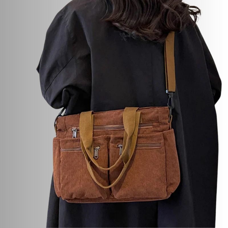 Borsa Tracolla Velluto Coste Donna
