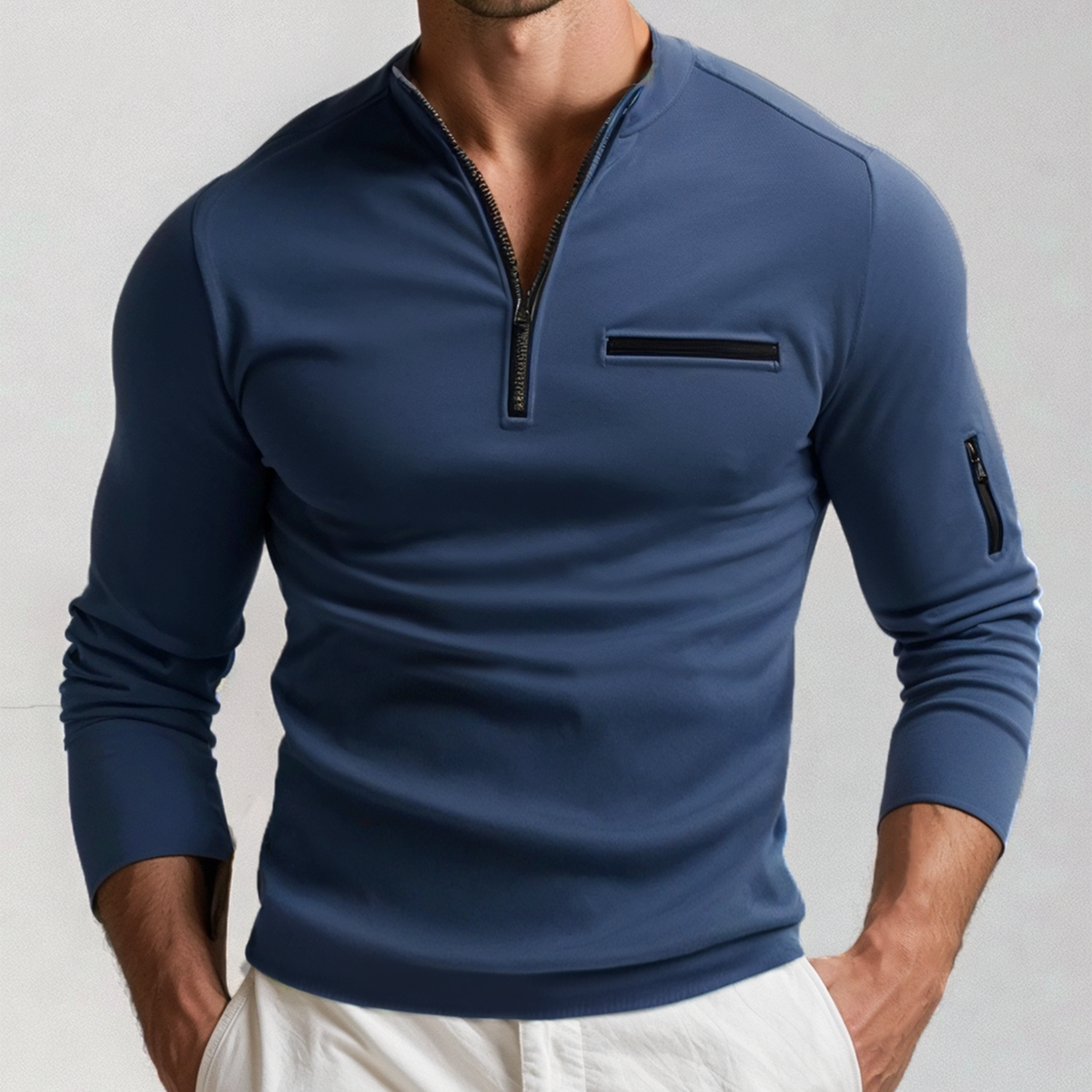 Maglione Mezza Zip Collo Alto Uomo