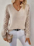 Maglione Scollo a V Traforato Donna