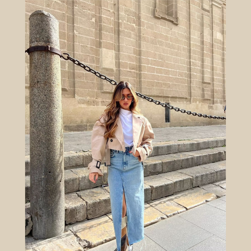 Trench Corto con Bottoni Donna