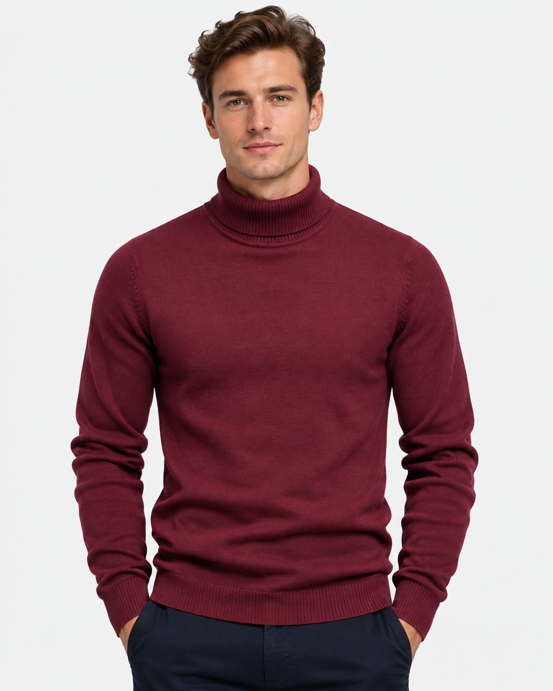 Maglione Dolcevita Slim Fit Cotone Uomo