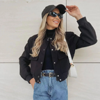 Bomber Cropped con Bottoni Donna