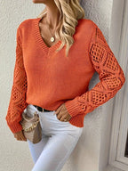 Maglione Scollo a V Traforato Donna