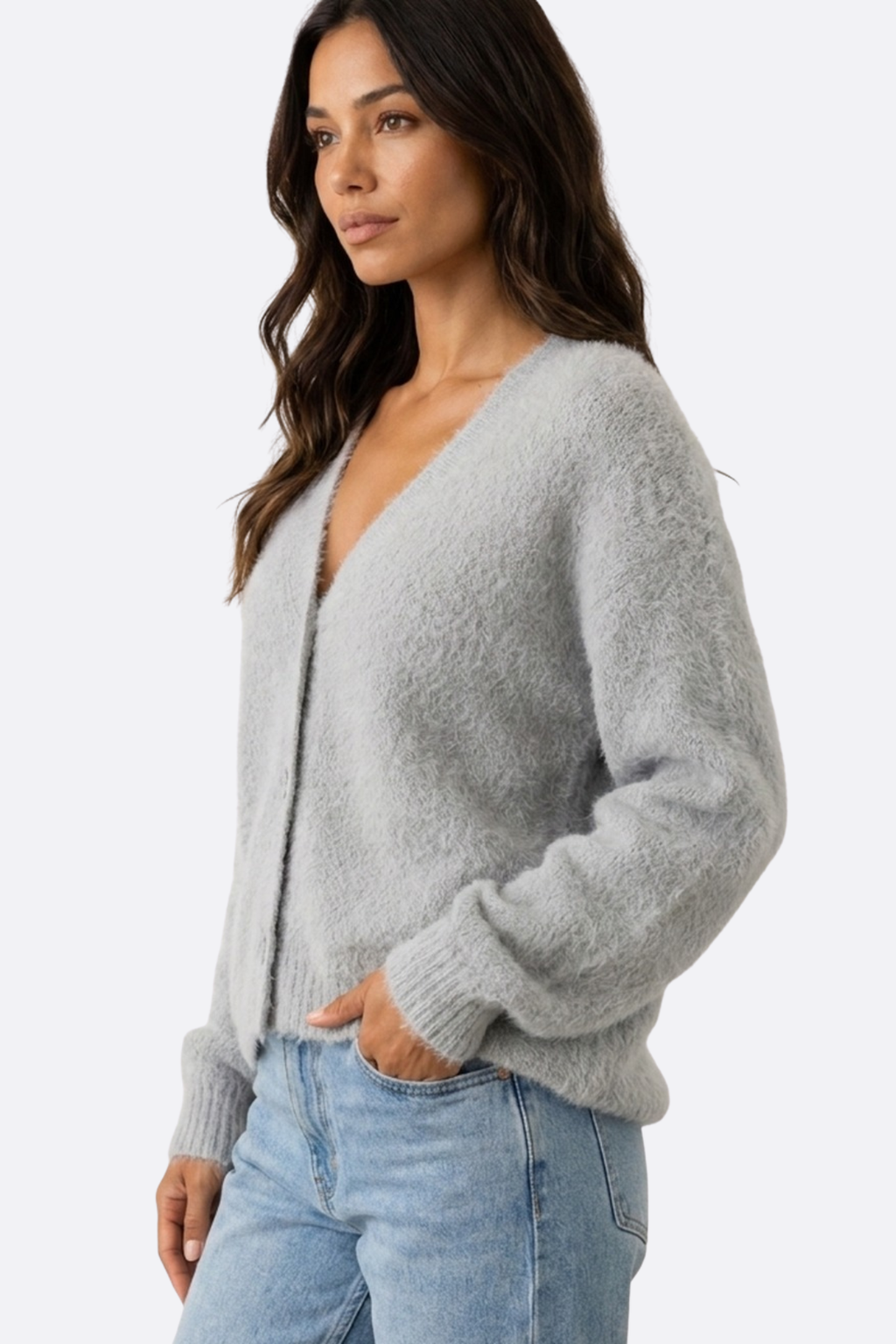 Cardigan Scollo a V Oversize Donna