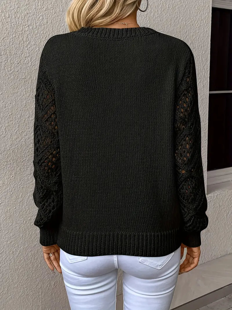 Maglione Scollo a V Traforato Donna