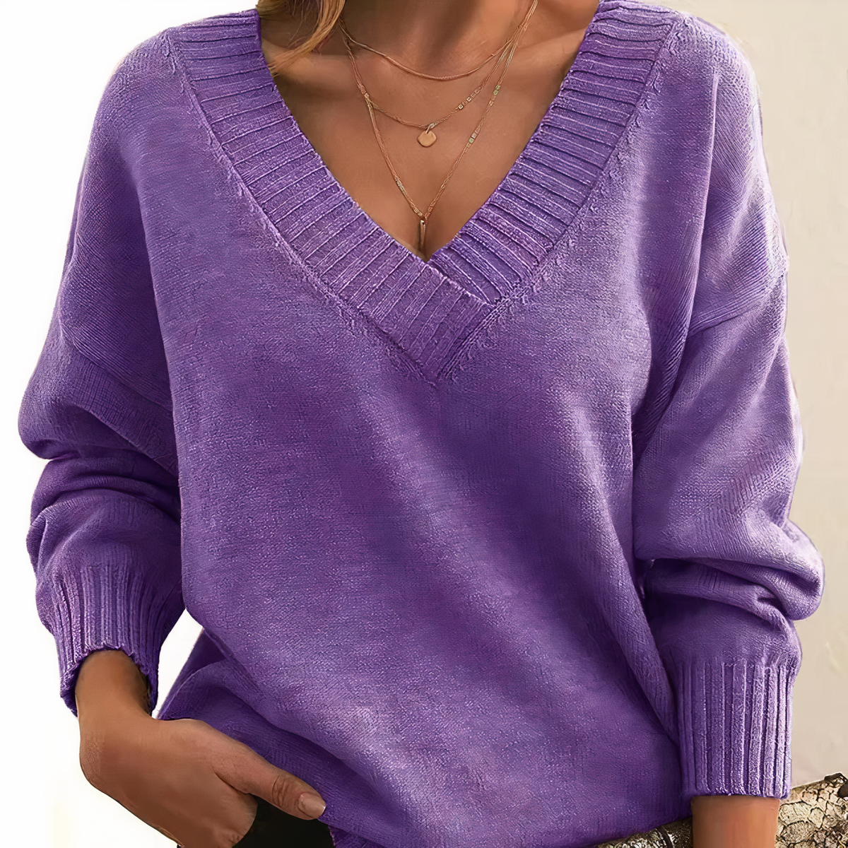 Maglione Scollo a V Morbido Donna