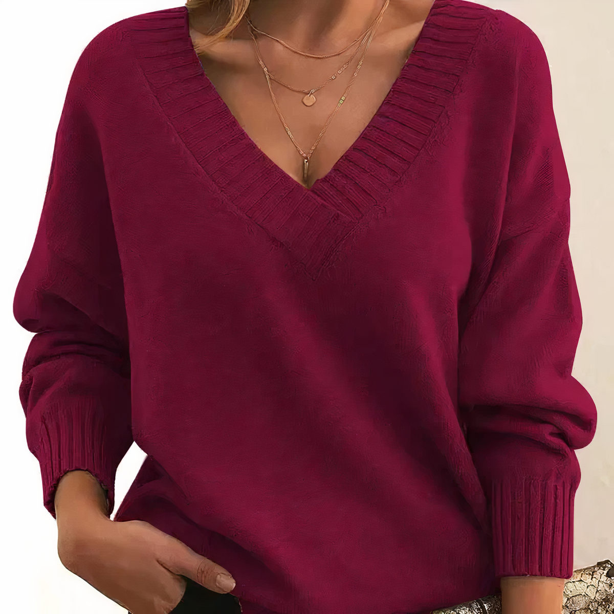 Maglione Scollo a V Morbido Donna