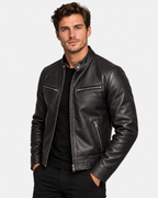 Giubbotto Ecopelle Biker con Zip Uomo