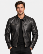 Giubbotto Ecopelle Biker con Zip Uomo