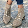 Stivaletti con Borchie Tacco Largo Donna