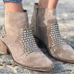 Stivaletti con Borchie Tacco Largo Donna