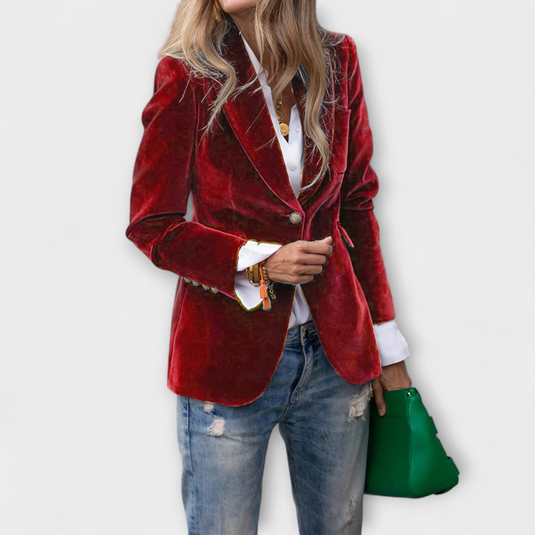 Blazer in Velluto con Bottoni Donna