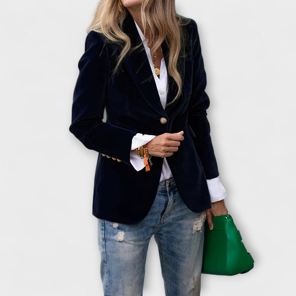Blazer in Velluto con Bottoni Donna