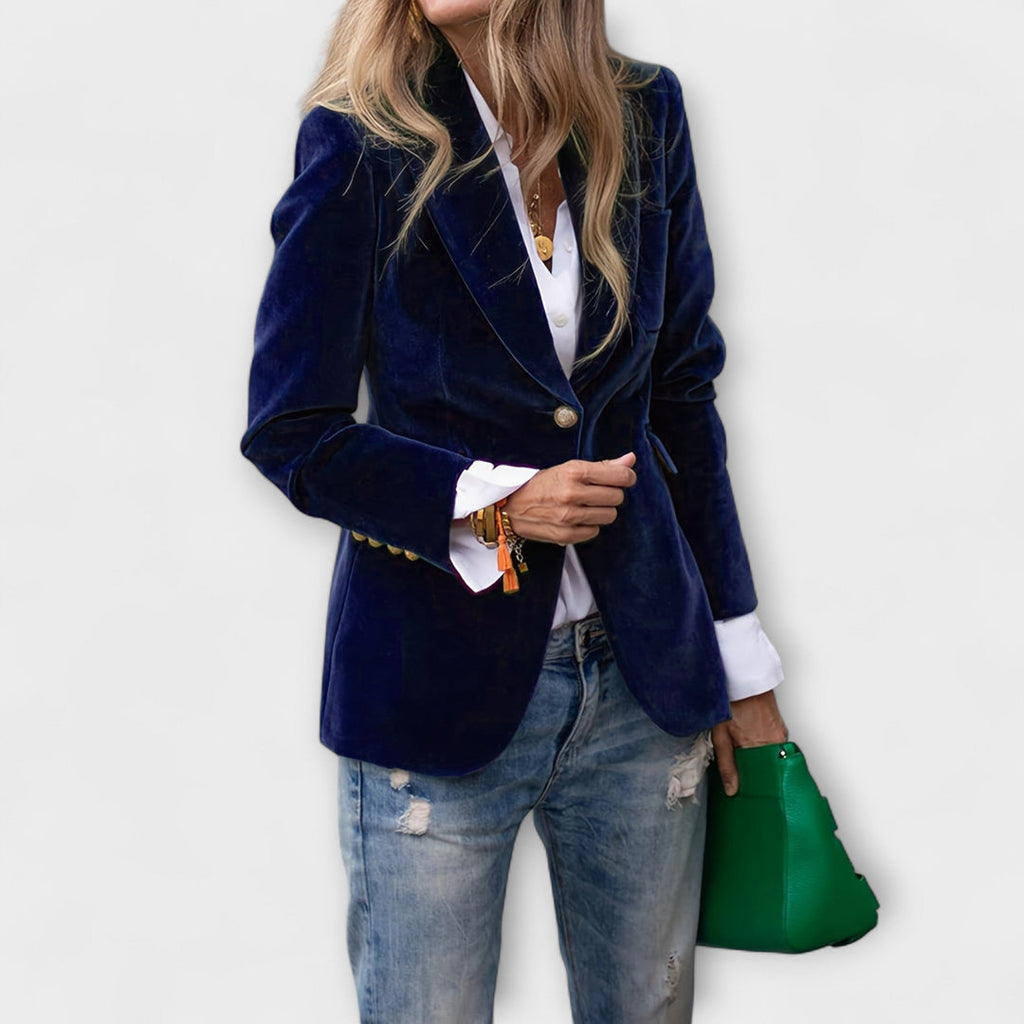 Blazer in Velluto con Bottoni Donna