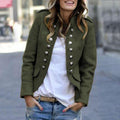 Blazer Stile Militare Collo Alto Donna