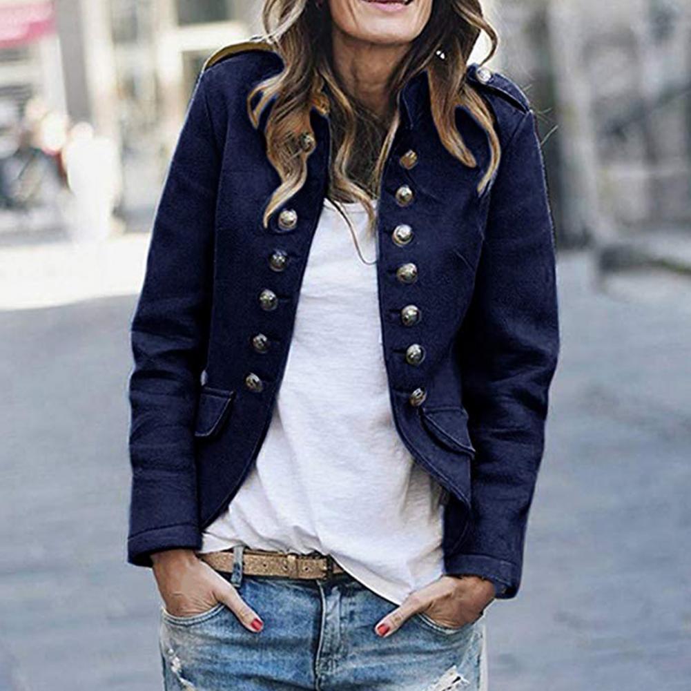 Blazer Stile Militare Collo Alto Donna