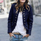 Blazer Stile Militare Collo Alto Donna
