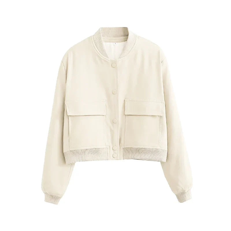 Bomber Cropped con Bottoni Donna