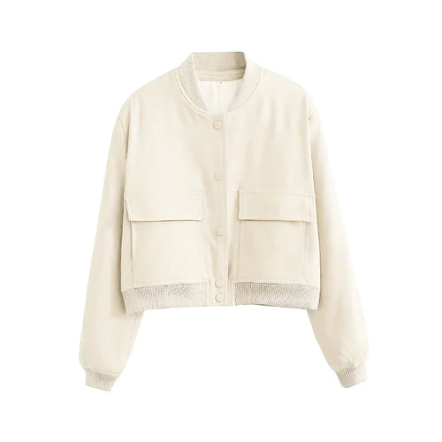 Bomber Cropped con Bottoni Donna