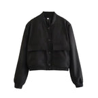 Bomber Cropped con Bottoni Donna