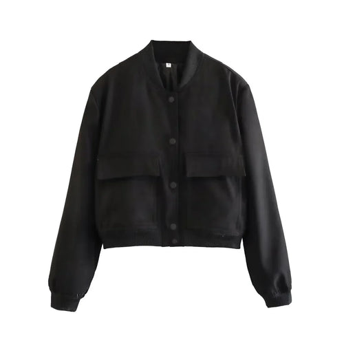 Bomber Cropped con Bottoni Donna