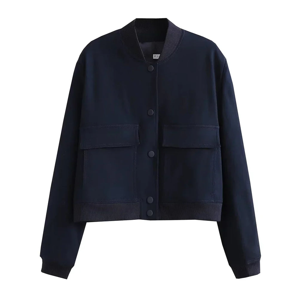 Bomber Cropped con Bottoni Donna