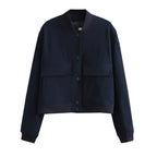 Bomber Cropped con Bottoni Donna