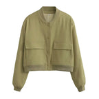 Bomber Cropped con Bottoni Donna