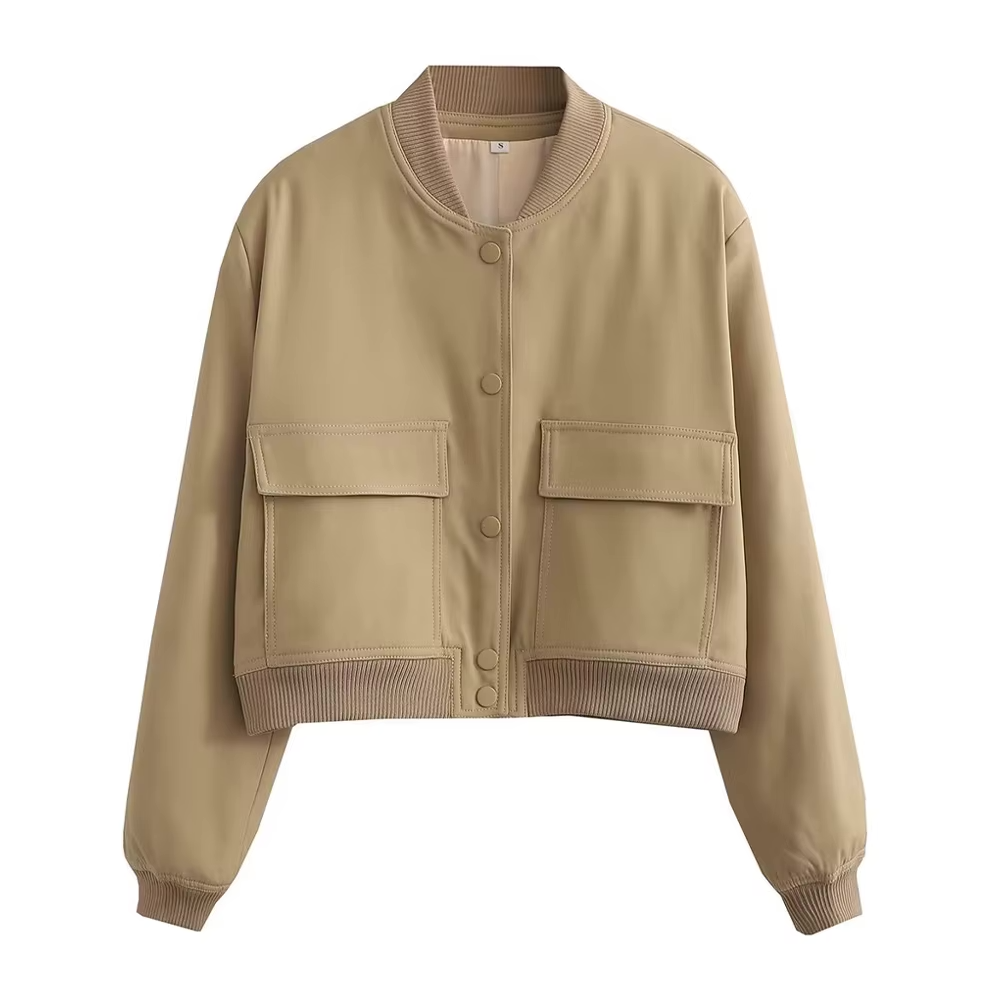 Bomber Cropped con Bottoni Donna