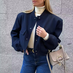 Bomber Cropped con Bottoni Donna