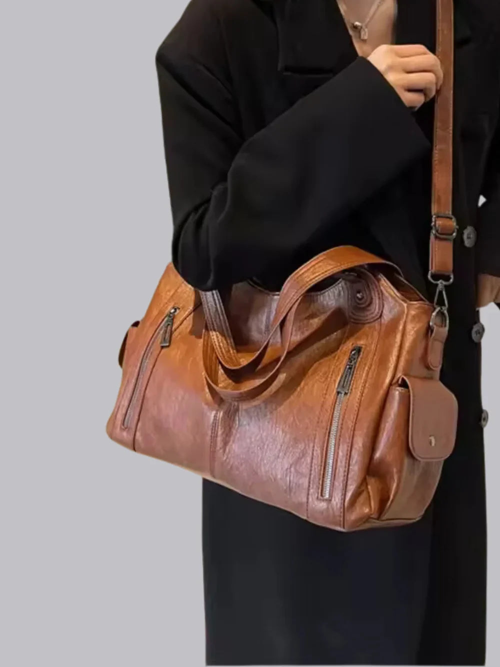 Borsa Tracolla Ecopelle con Zip Donna