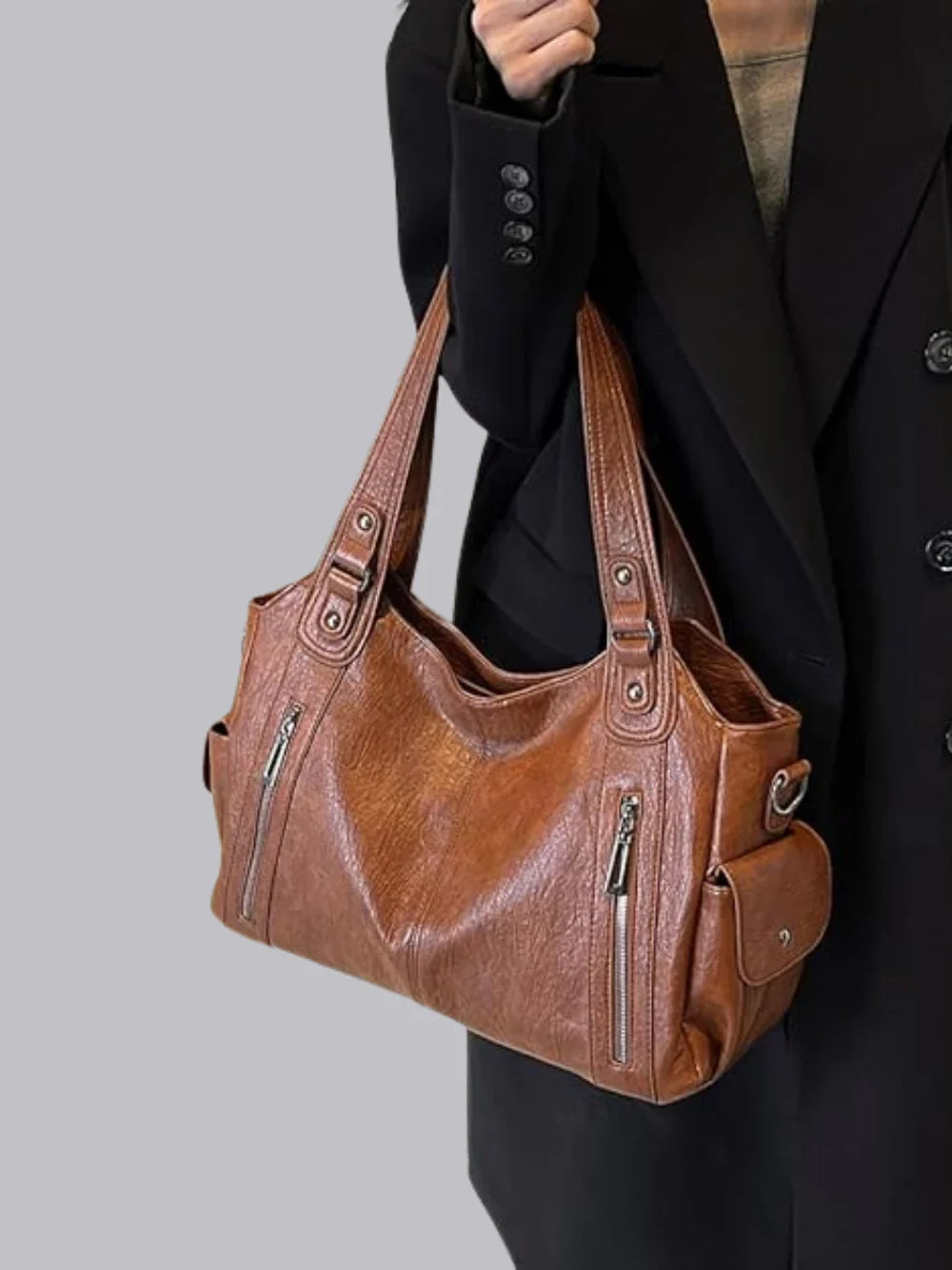 Borsa Tracolla Ecopelle con Zip Donna