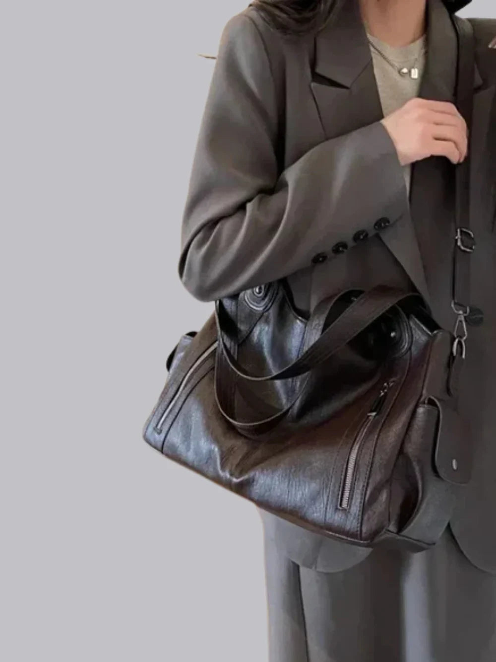 Borsa Tracolla Ecopelle con Zip Donna