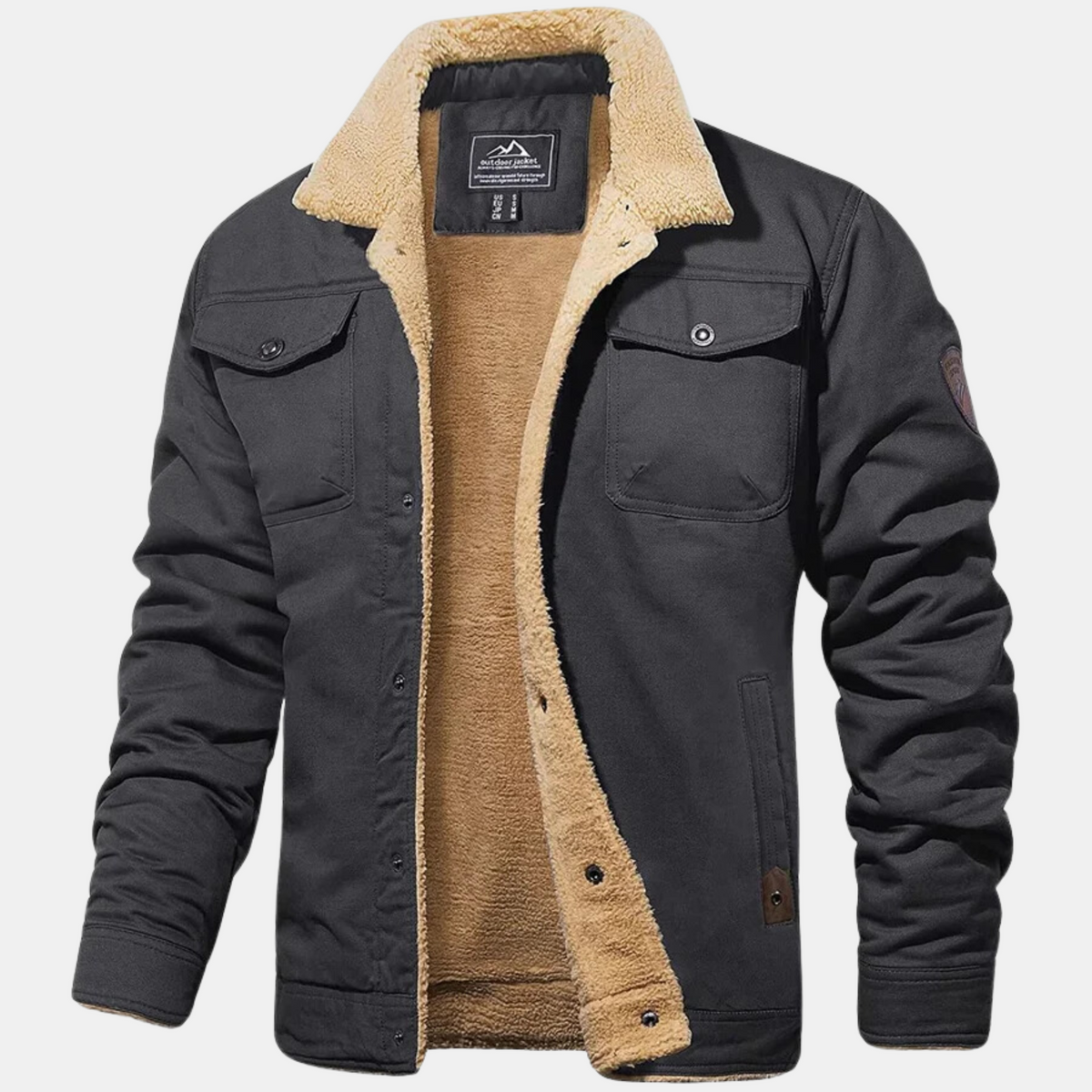 Bomber Classico Stile Vintage Uomo Grigio scuro