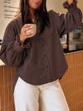 Camicia Maniche A Palloncino Donna Marrone