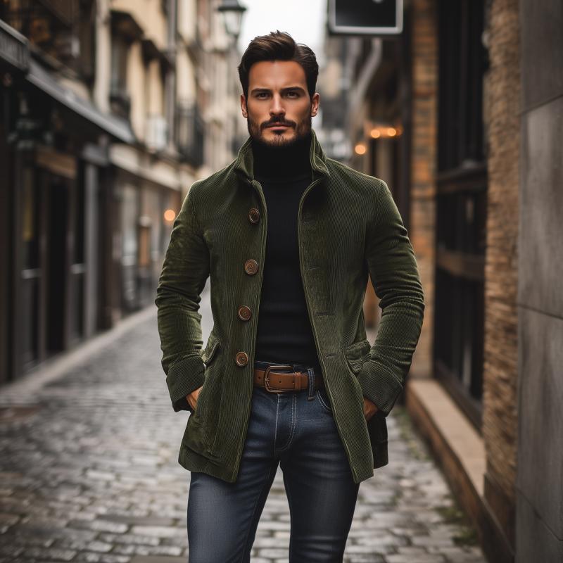 Cappotto Corto Velluto A Coste Uomo