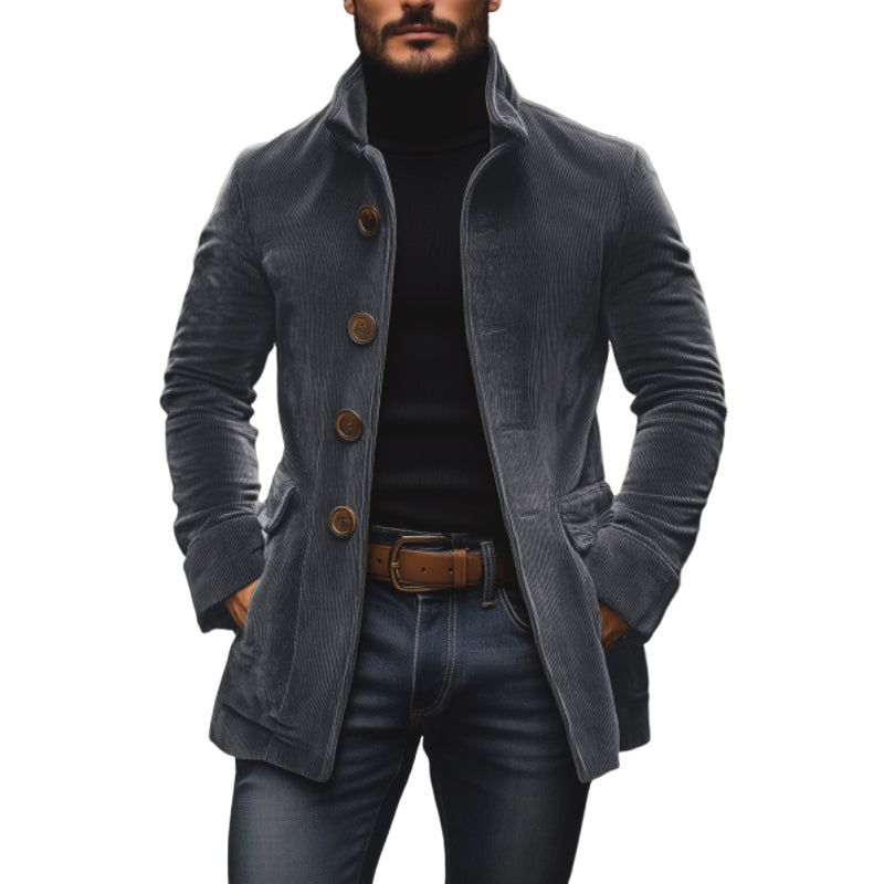 Cappotto Corto Velluto A Coste Uomo Grigio
