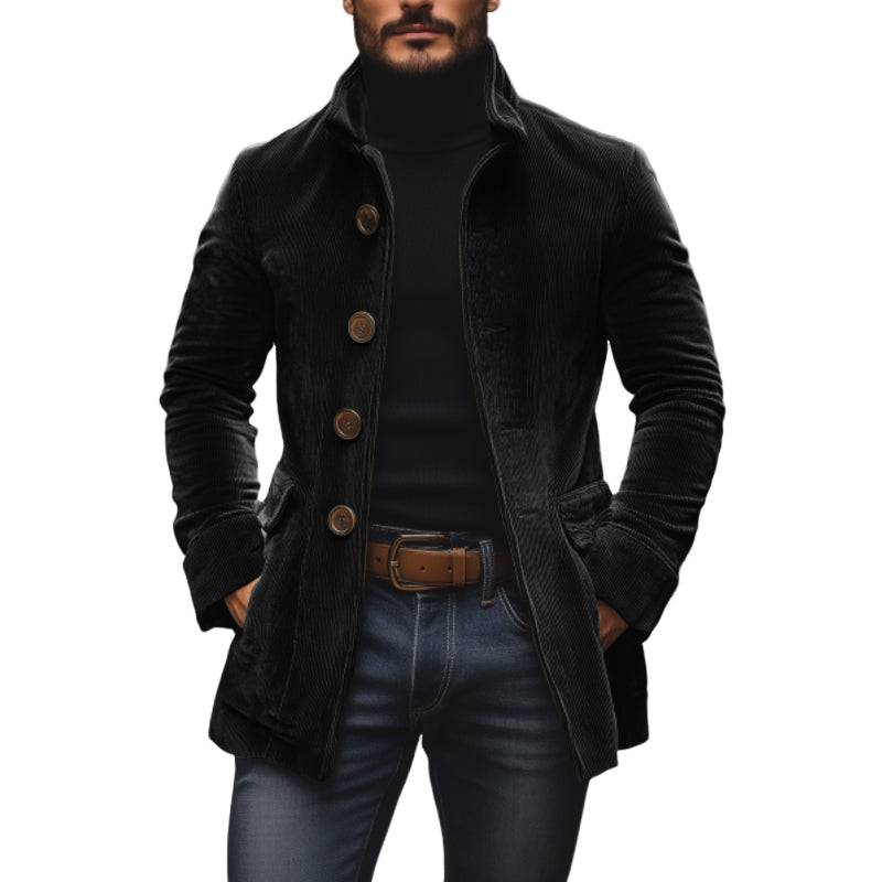 Cappotto Corto Velluto A Coste Uomo Nero