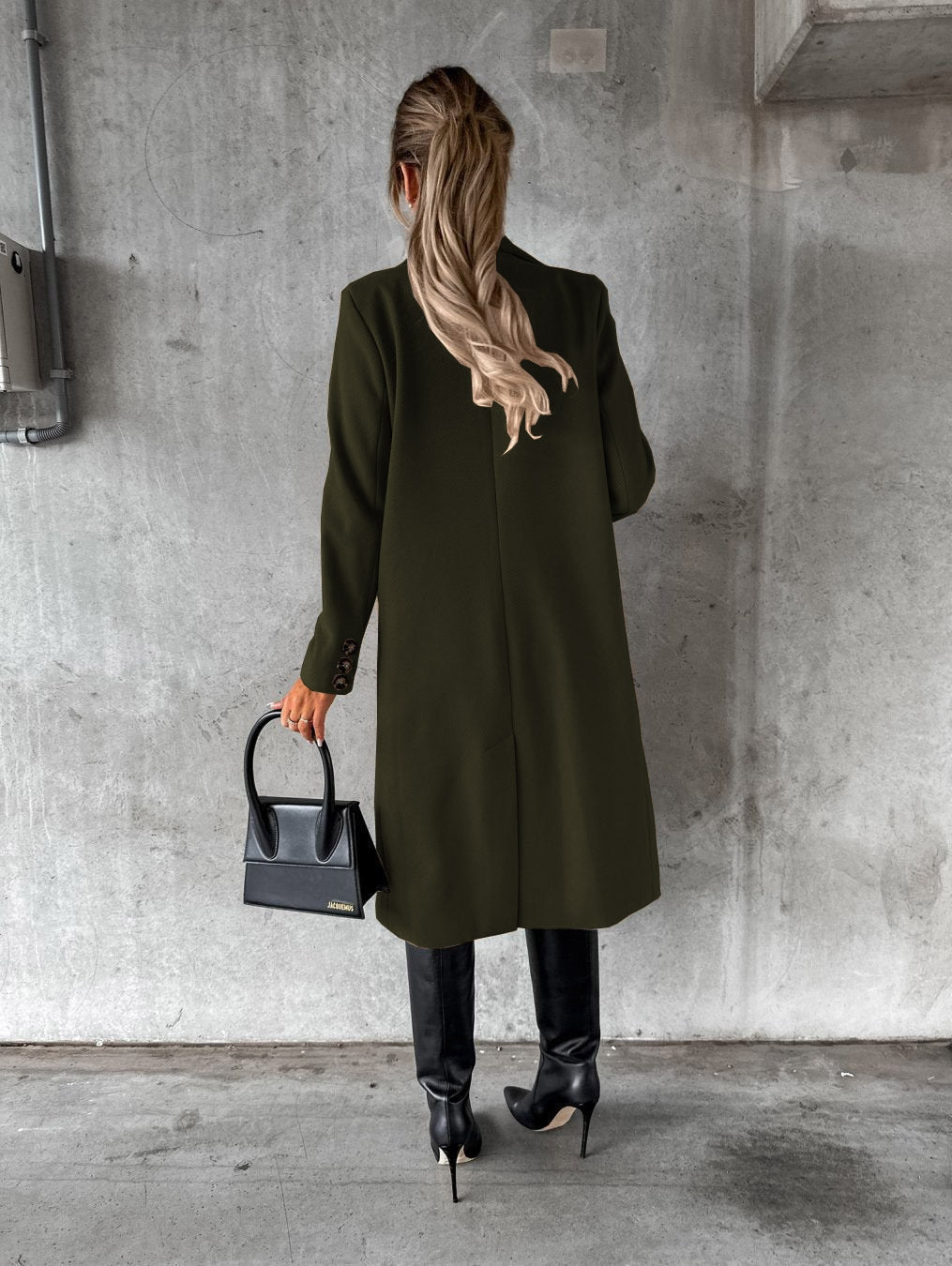 Cappotto Lungo Doppiopetto Effetto Lana Donna