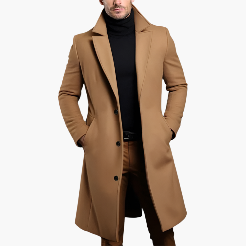 Cappotto Monopetto Misto Lana Uomo Marrone