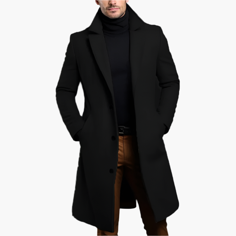 Cappotto Monopetto Misto Lana Uomo Nero