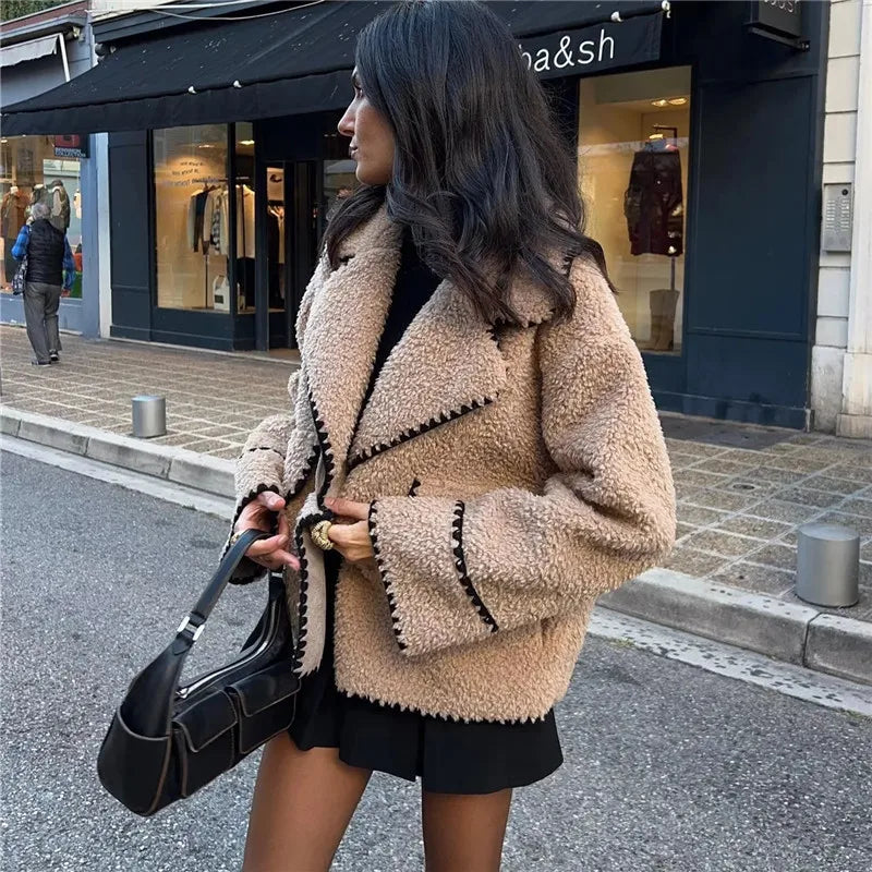 Cappotto Teddy Oversize Donna Kaki