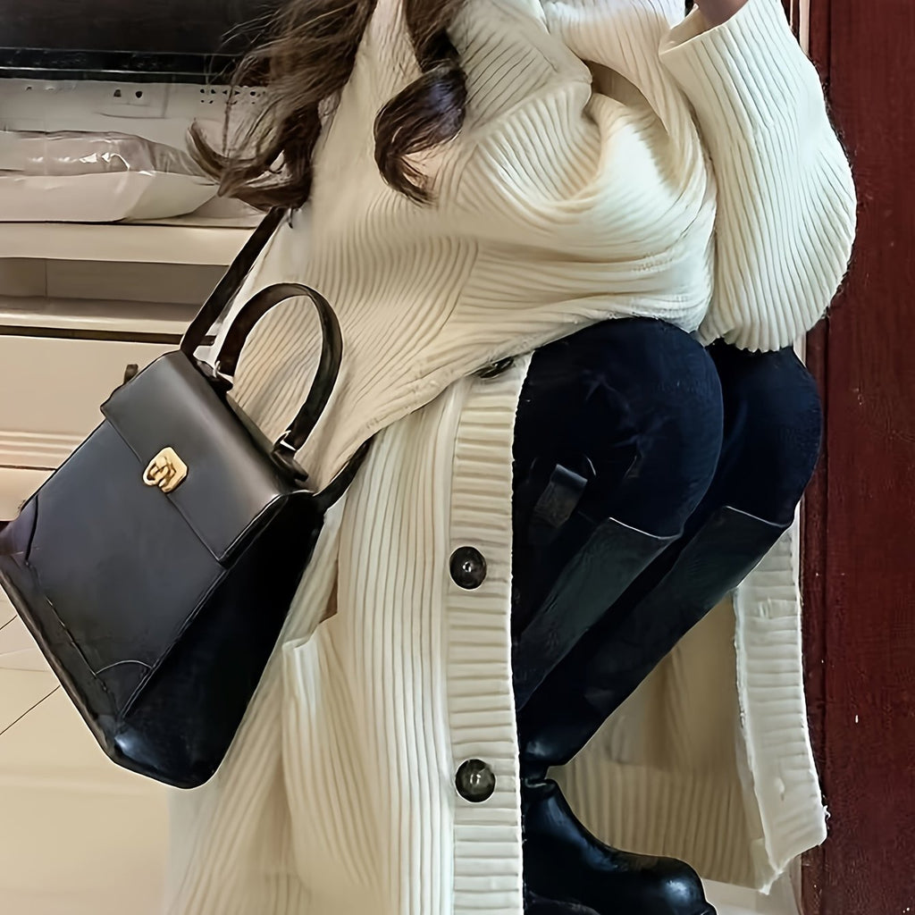 Cardigan Comodo Con Bottoni E Tasche Donna