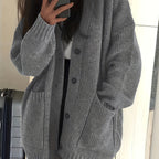 Cardigan Comodo Con Bottoni E Tasche Donna