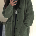 Cardigan Comodo Con Bottoni E Tasche Donna
