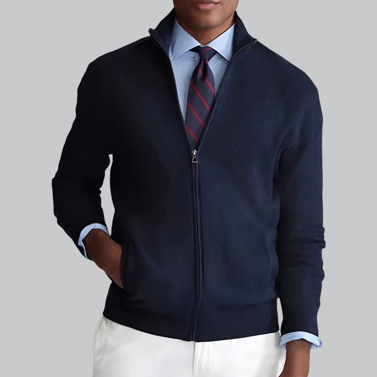 Cardigan Con Zip In Maglia Uomo