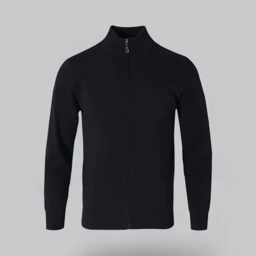 Cardigan Con Zip In Maglia Uomo Nero