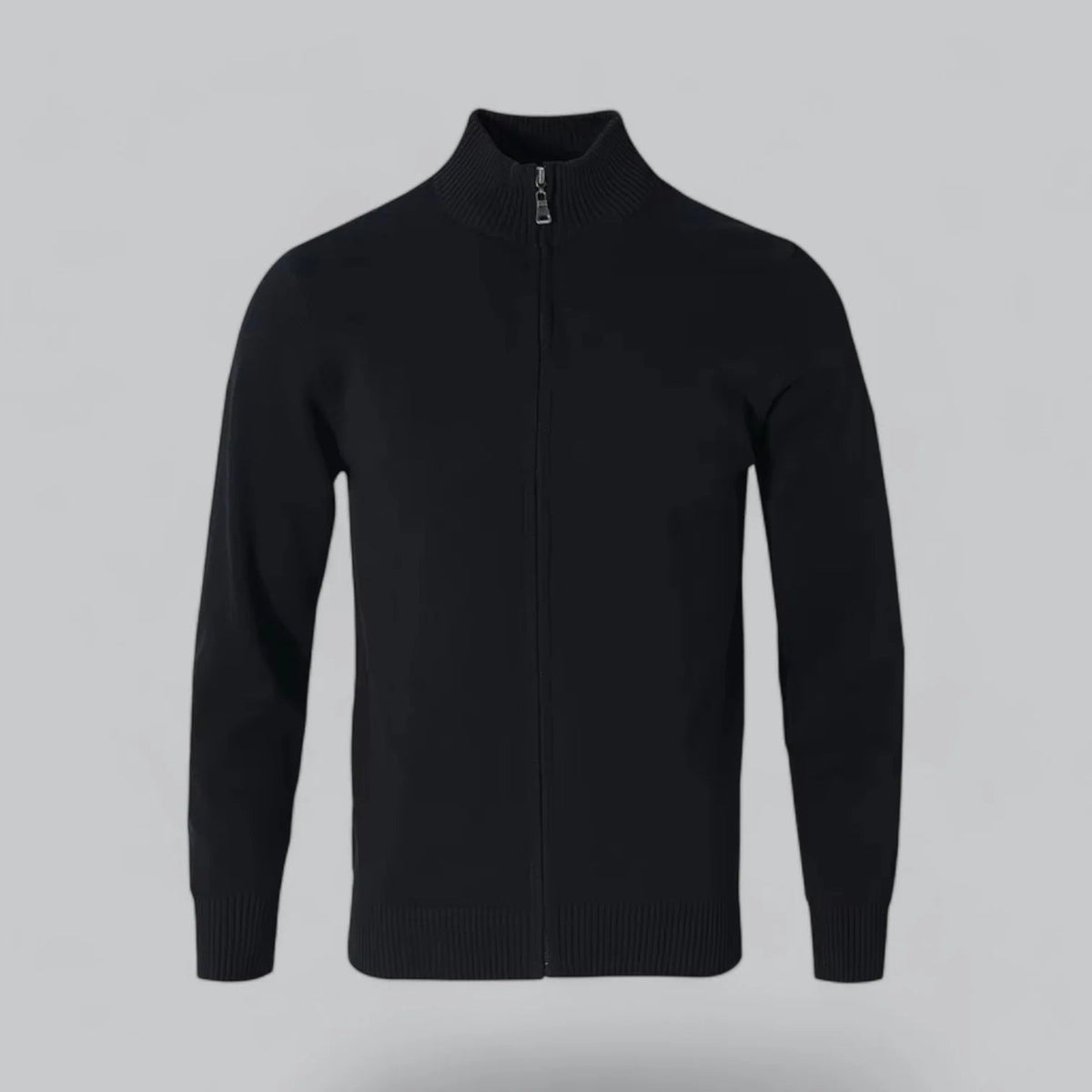 Cardigan Con Zip In Maglia Uomo Nero