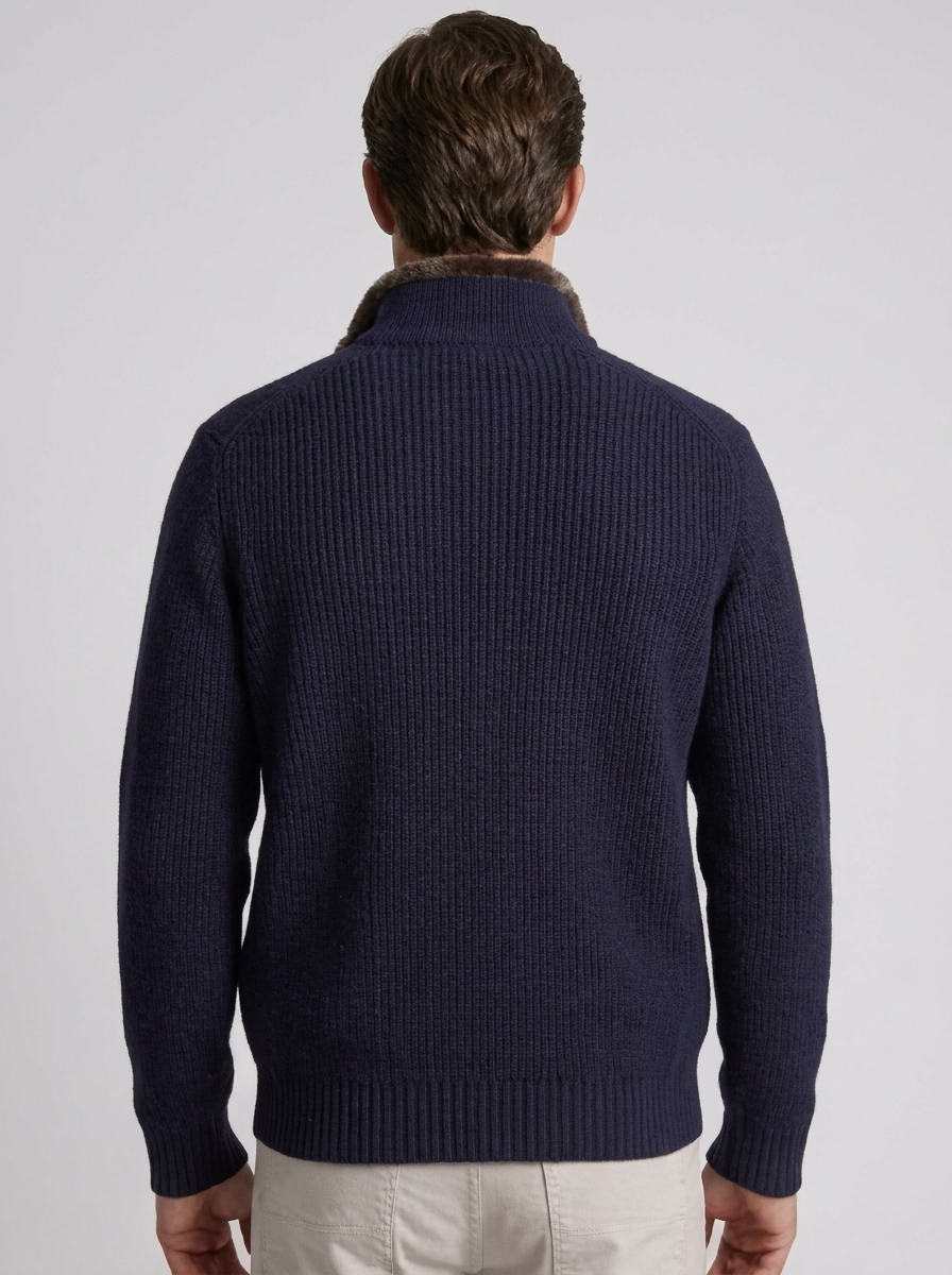 Cardigan In Maglia Collo Pelliccia Uomo