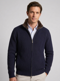 Cardigan In Maglia Collo Pelliccia Uomo Blu scuro